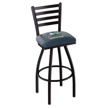 Holland Bar Stool Co 30" Blk Wrinkle Notre Dame Leprechaun Swivel Bar Stool, Ladder Back L01430ND-Lep